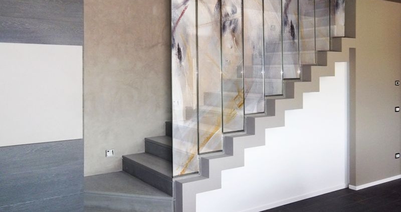 Balaustra tutt'altezza in vetro design stampato